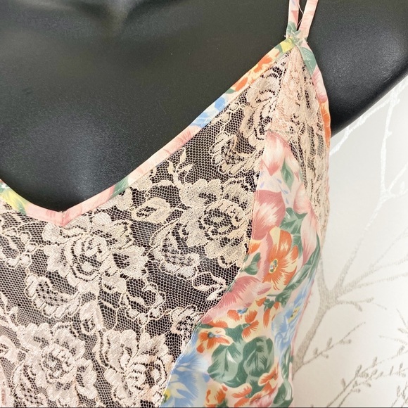 VINTAGE Victoria’s Secret Gold Label Multi Floral Print Slip Dress Lace - Picture 7 of 13